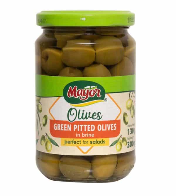 CANNED MAYOR GREEN PITTED OLIVES 300GR Mgarr Farms