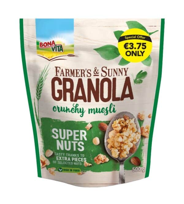CEREAL - FARMERS & SUNNY GRANOLA CRUNCHY MUESLI - SUPER NUTS