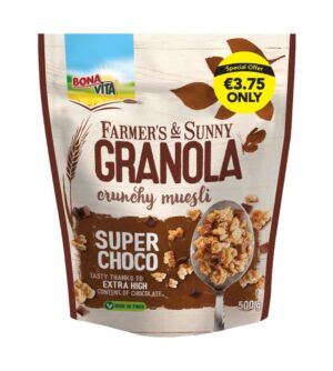 CEREAL - FARMERS&SUNNY CRUNCHY MUESLI SUPER CHOCO