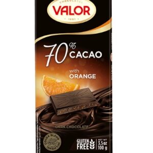 SWEETS & CHOCOLATE - VALOR 70% DARK CHOCOLATE ORANGE – 100GR