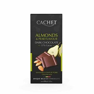 CHOCOLATE - CACHET DARK CHOCOLATE WITH PEAR & ALMONDS *100GR