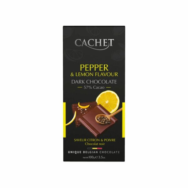 CHOCOLATE - CACHET DARK CHOCOLATE WITH LEMON & PEPPER *100GR