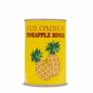 CANNED - COLOMBUS PINEAPPLE RINGS IN LIGHT SYRUP *565GR