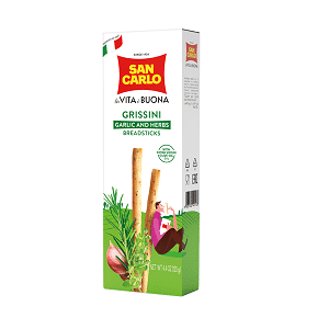 CRACKERS & GALLETT - SAN CARLO GRISSINI GARLIC & HERBS 125GR