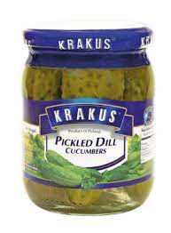 CANNED - KRAKUS PICKLED DILL  CUCUMBERS 490GR