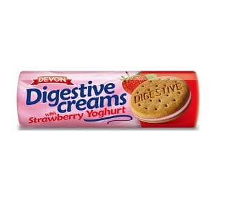 BISCUITS - DEVON DIGESTIVE WITH  STRAWBERRY YOGURT 195GR