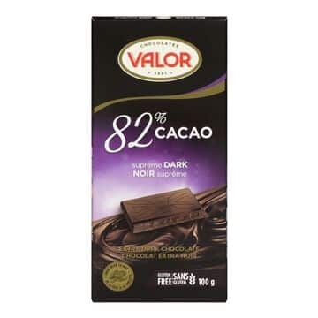 CHOCOLATE - VALOR 82% CACAO SUPREME  DARK CHOC *100GR