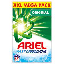 DETERGENT - ARIEL XXL MEGA PACK FAST  DISSOLVING *65 WASHES