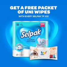 TOILET ROLLS - SELPAK TOILET PAPER X32 + FREE  UNI WIPES