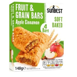 BISCUITS - SUNBEST FRUIT GRAIN BAR - APPLE 148GR