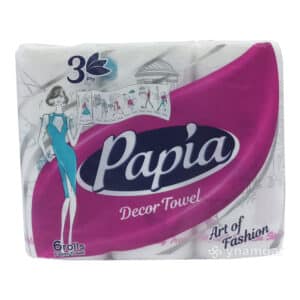 TOILET & KITCHEN ROLLS - PAPIA 3PLY TOWEL *6