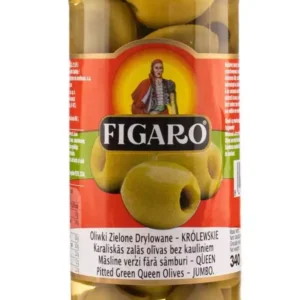 CANNED - FIGARO QUEEN PITTED GREEN OLIVES 340GR